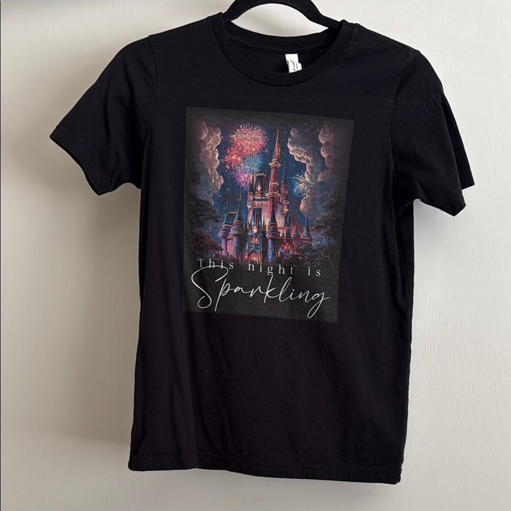 Black Graphic T-Shirt with Castle Design